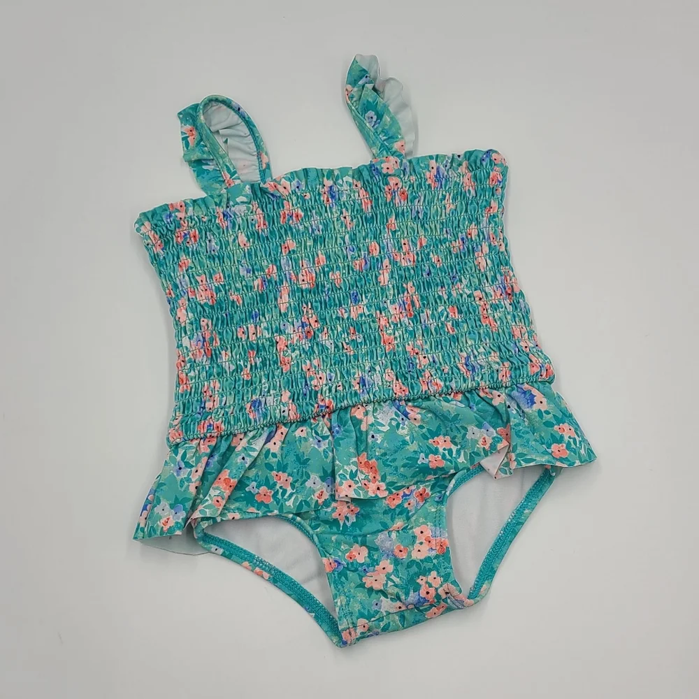 Janie and Jack floral one-piece swimsuit size 12-18 months